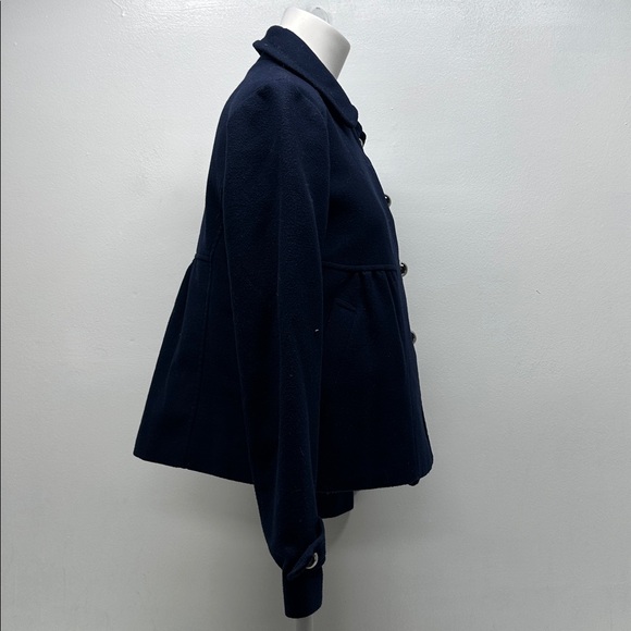 LeifNotes Anthropologie Peacoat Jacket Swing Coat Pockets Felt Navy Blue Size 4 - Picture 4 of 9